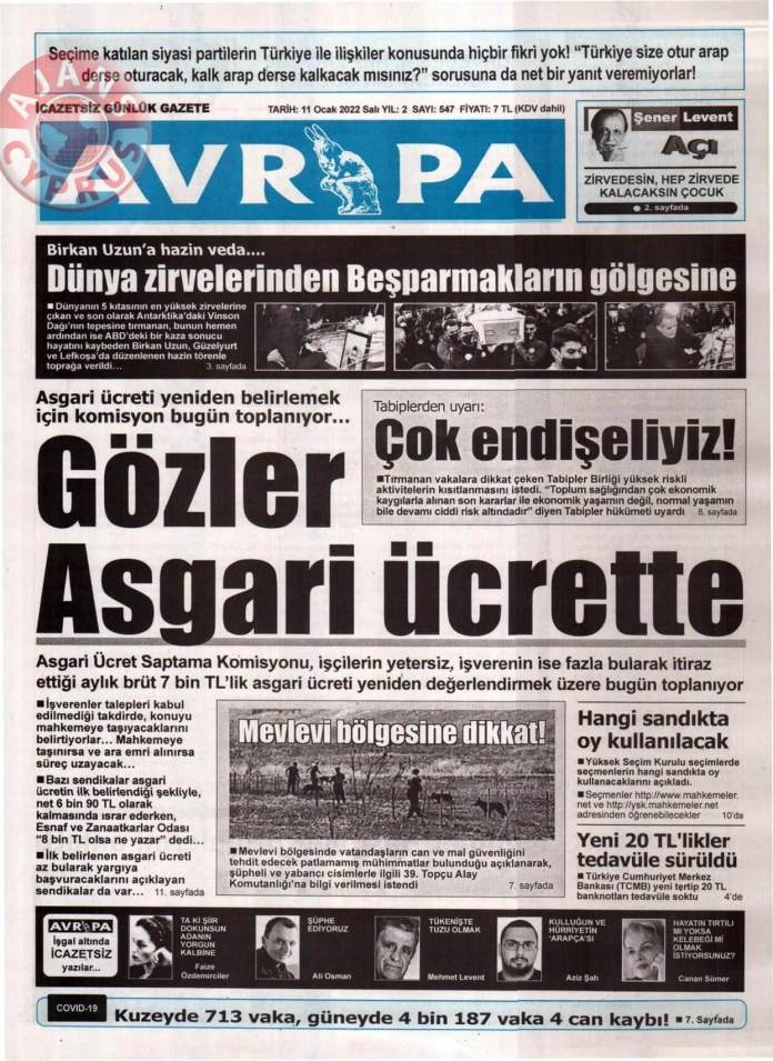 KKTC'de Gazeteler Bugün Ne Manşet Attı? 11 Ocak 2022 galerisi resim 7