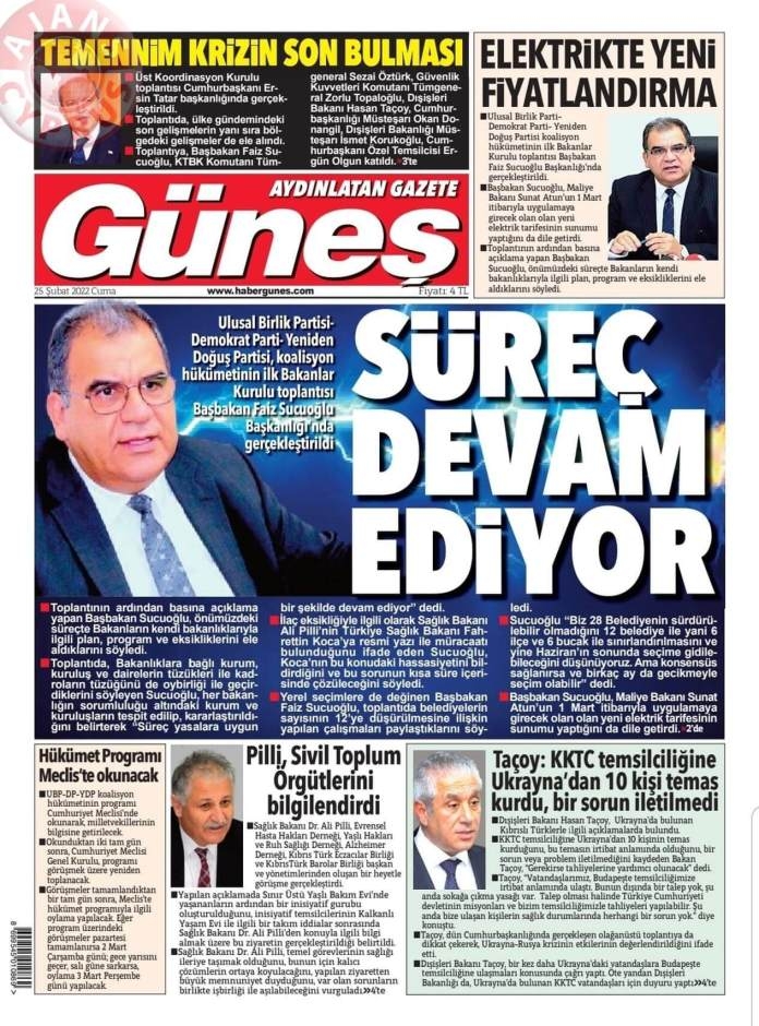 KKTC'de Gazeteler Bugün Ne Manşet Attı? 25 Şubat 2022 galerisi resim 8