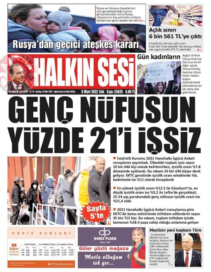 KKTC'de Gazeteler Bugün Ne Manşet Attı? 8 Mart 2022 galerisi resim 7