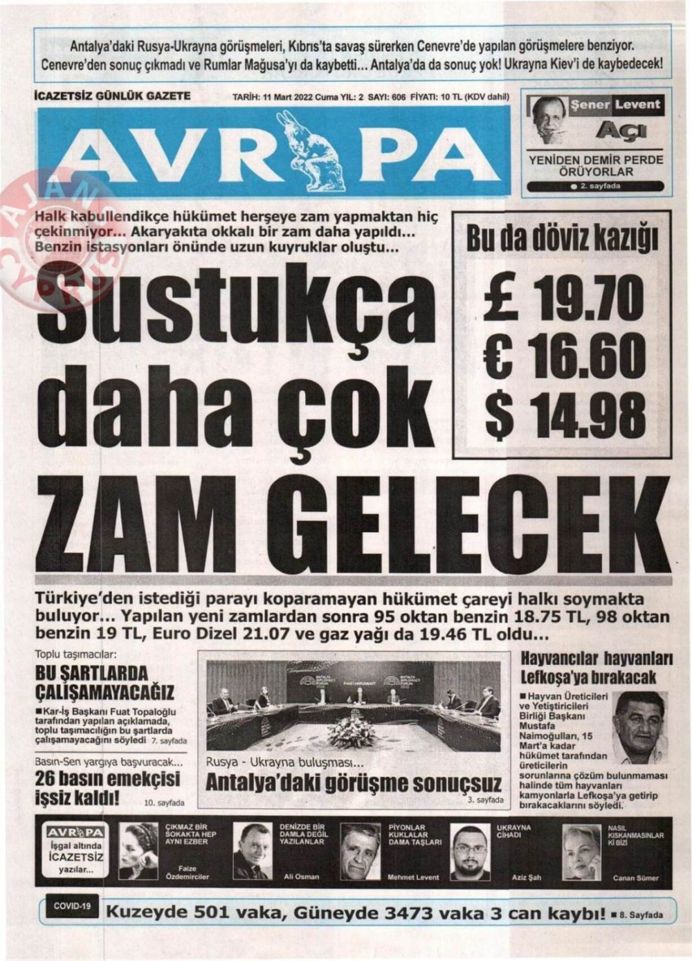 KKTC'de Gazeteler Bugün Ne Manşet Attı? 11 Mart 2022 galerisi resim 8