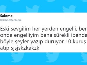 Heryerden engelleyen eski sevgilisinin IBAN'ına 10 kuruş atarak içi