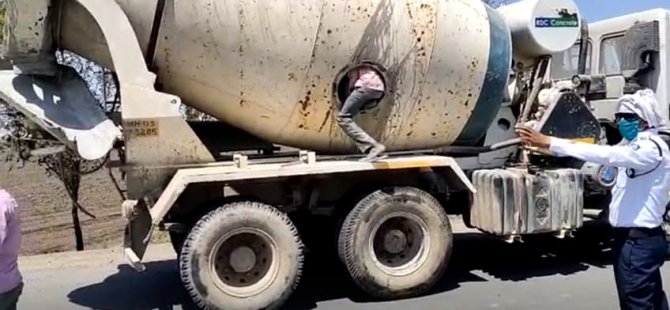 Hindistan’da beton mikseri içinde memleketine dönmek isteyen 18 işçi yakalandı