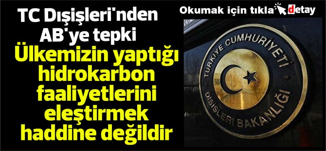 TC Dışişleri'nden AB'ye  tepki: Ülkemizin yaptığı hidrokarbon faaliyetlerini eleştirmek haddine değildir