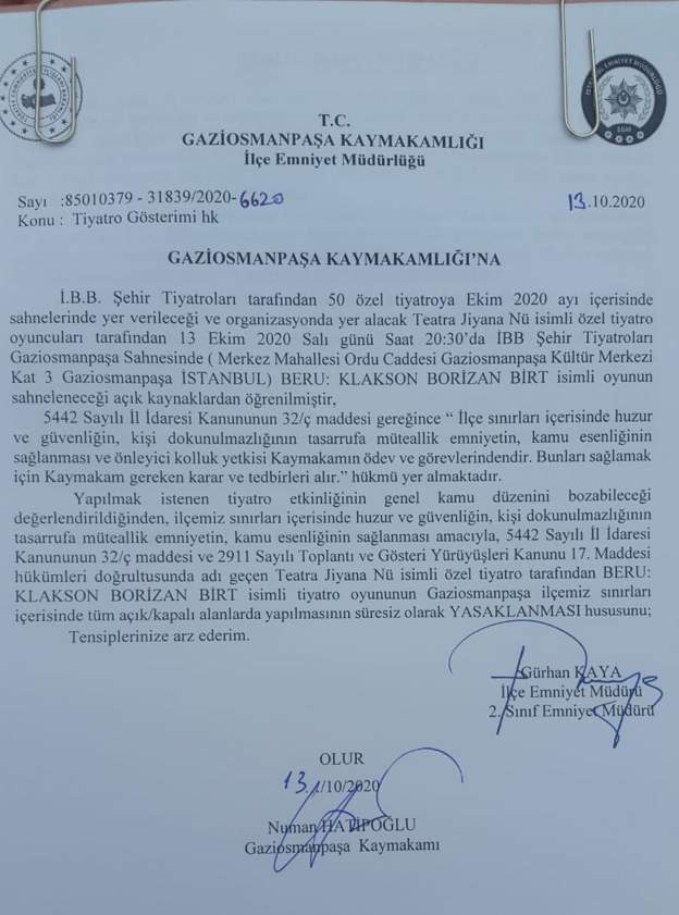 İBB'de sahnelenecek ilk Kürtçe oyun, kaymakamlık tarafından yasaklandı