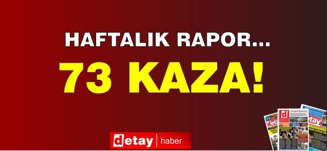 Ülke Genelinde Geçen Hafta 73 Trafik Kazası Meydana Geldi