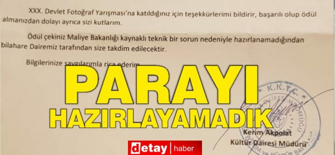 Ödül gecesinde zarfın içinden ‘Parayı hazırlayamadık’ yazısı çıktı