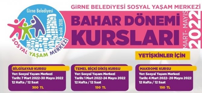 Girne Belediyesi Sosyal Yaşam Merkezi’nin Bahar Dönemi Kayıtları Başladı