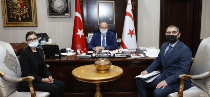 Cumhurbaşkanı Ersin Tatar, gayrimenkul değerleme uzmanları Kutay Ramiz ile Gizlem Öke’yi kabul etti.