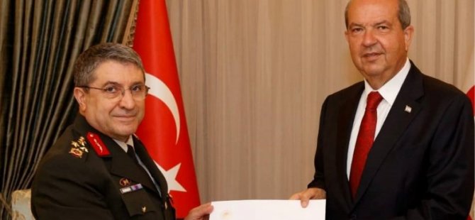 Cumhurbaşkanı Tatar, TC Milli Savunma Bakanlığı temsilcisi Orgeneral Bayraktaroğlu’nu kabul etti