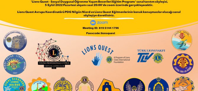 Lions kulüplerinin sanal söyleşisi 5 Eylül’de