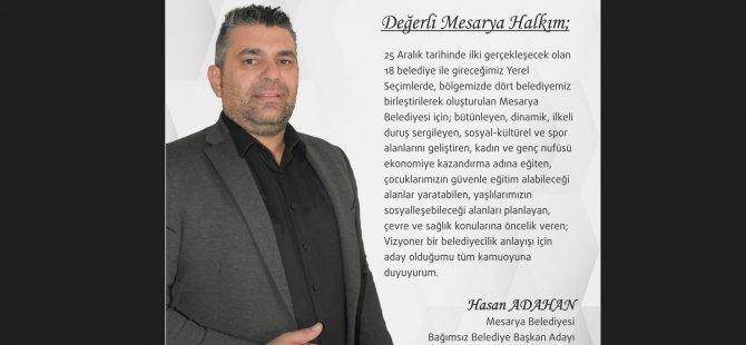 Adahan adaylığını açıkladı