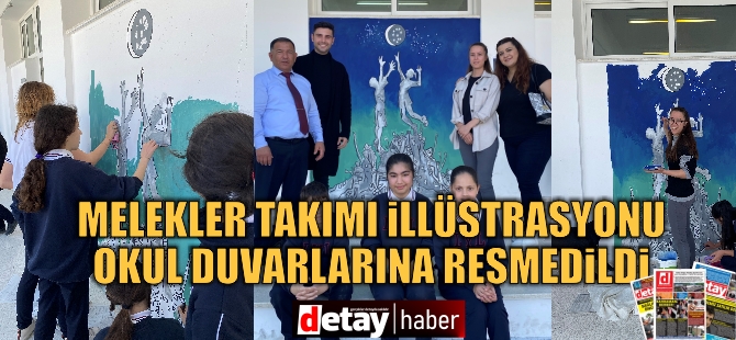 Melekler Takımı illüstrasyonu okul duvarlarına resmedildi