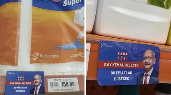 Market raflarında bu kez Kılıçdaroğlu etiketleri: Sana söz, bu fiyatlar düşecek