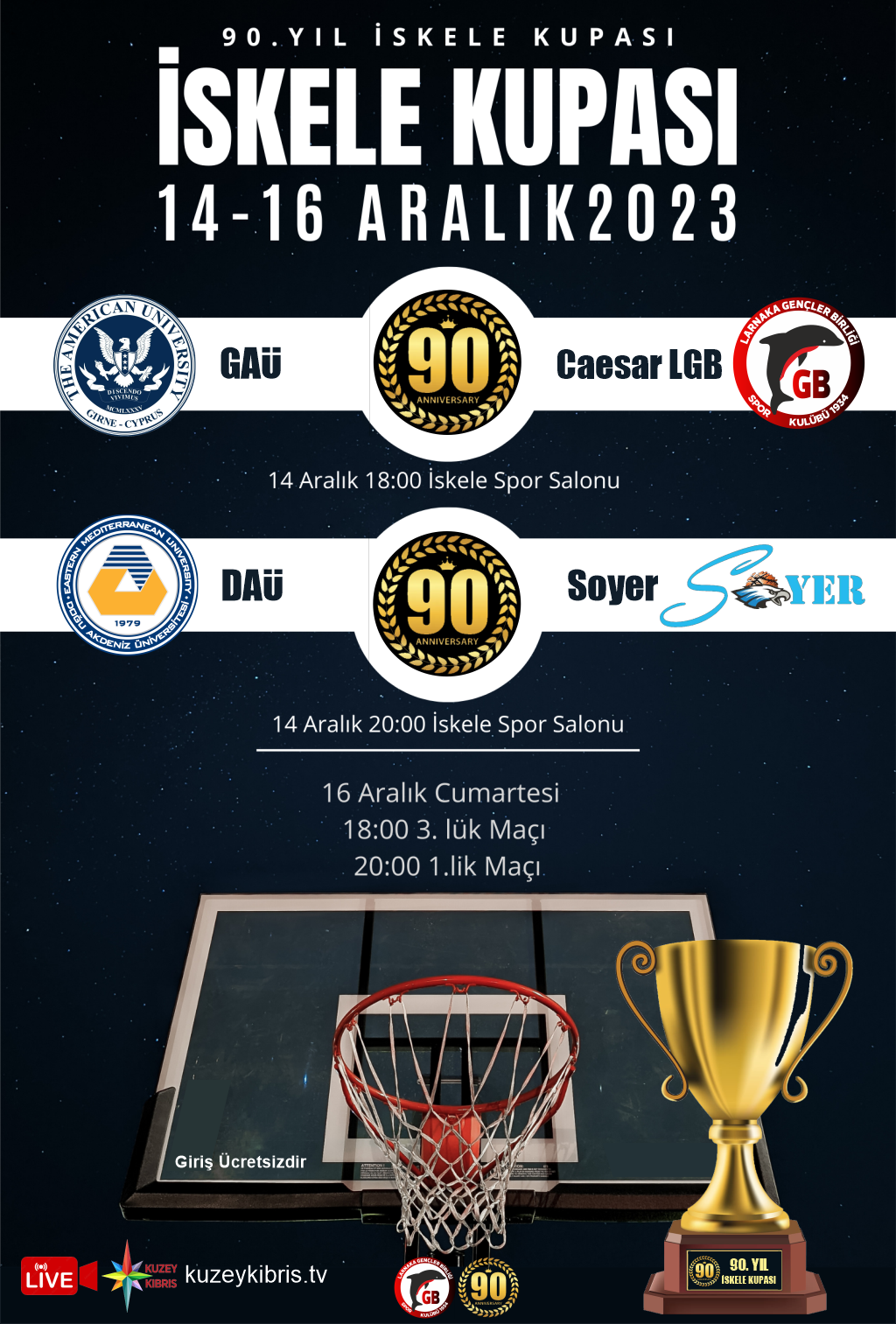 Basketbolda 90.Yıl İskele Kupası bu akşam başlıyor