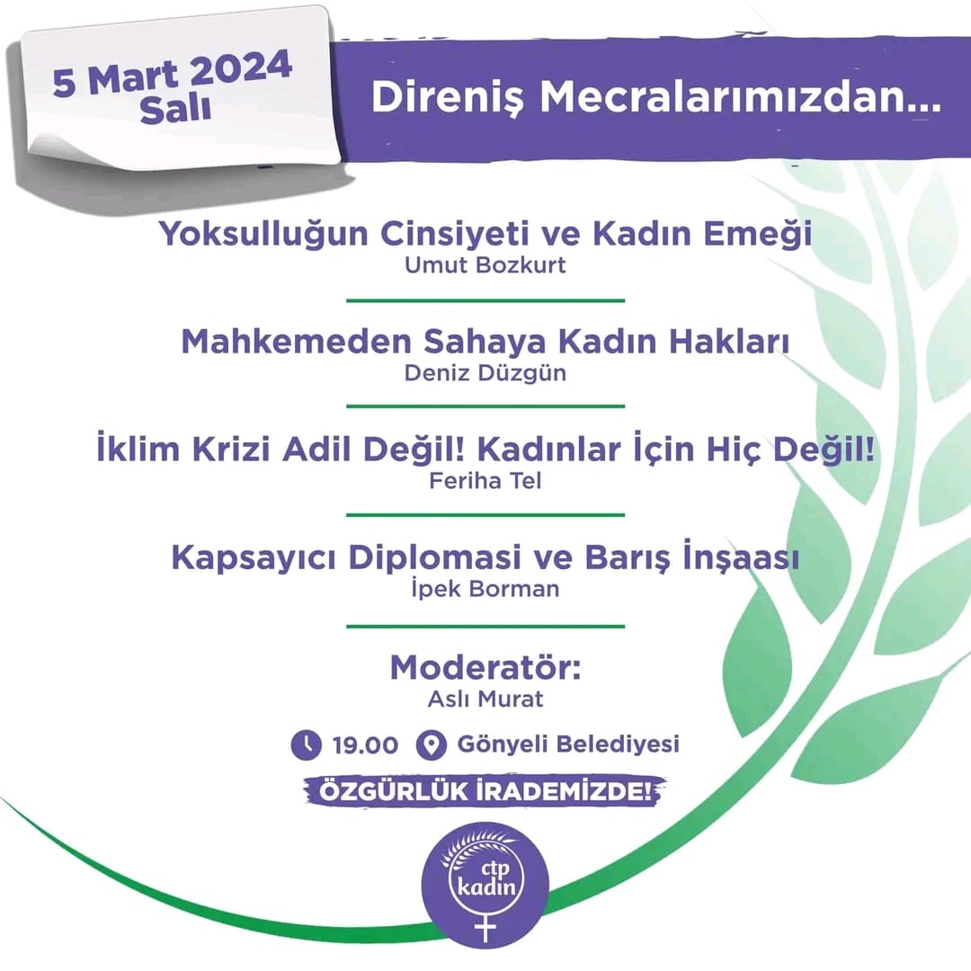 CTP Kadın Örgütü, "Direniş Mecralarımızdan..." Konferansıyla 8 Mart'ı Kutluyor