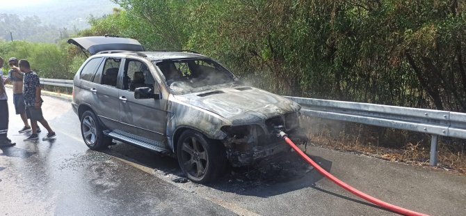 Lefkoşa-Girne Anayolu üzerinde  araç yangını