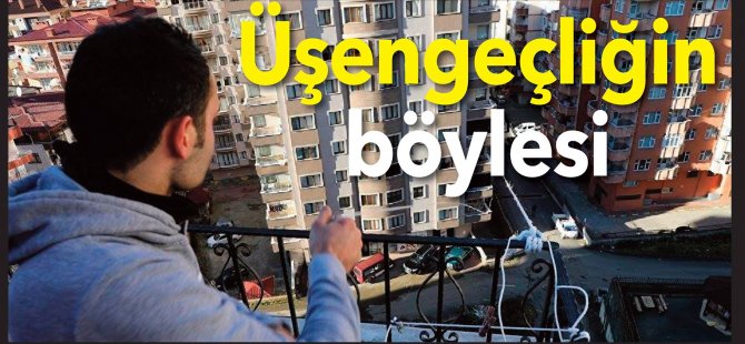 Markete gitmeye üşenince evinin balkonuna teleferik kurdu