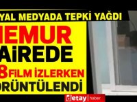 Bir memur dairede +18 film izlerken yakalandı