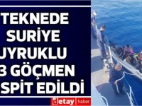 Kayalar açıklarında Suriye uyruklu 13 göçmen tespit edildi