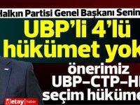 HP Başkanı Senin: UBP’li 4’lü hükümet yok, önerimiz UBP-CTP-HP seçim hükümeti