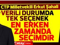 Erkut Şahali: Ortaya çıkan durumda tek seçenek en erken zamanda seçimdir