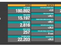 Türkiye'de 257 kişi daha hayatını kaybetti; 15 bin 197 yeni 'vaka' tespit edildi