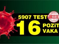 5907 test, 11'i yerel 16 pozitif vaka