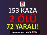 153 Kaza, 2 Ölüm, 72 Yaralanma