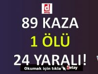 89 Kaza, 1 Ölü, 24 Yaralı!