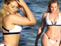 Iskra Lawrence fotoğraf çekiminde