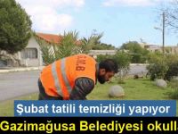 Gazimağusa Belediyesi okullarda Şubat tatili temizliği yapıyor