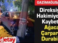 Direksiyon Hakimiyetini Kaybetti Ağaca Çarparak Durabildi